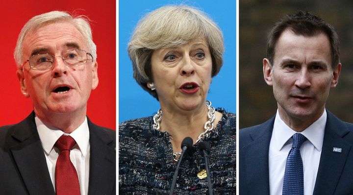 John McDonnnell, Theresa May and Jeremy Hunt are among the line-up
