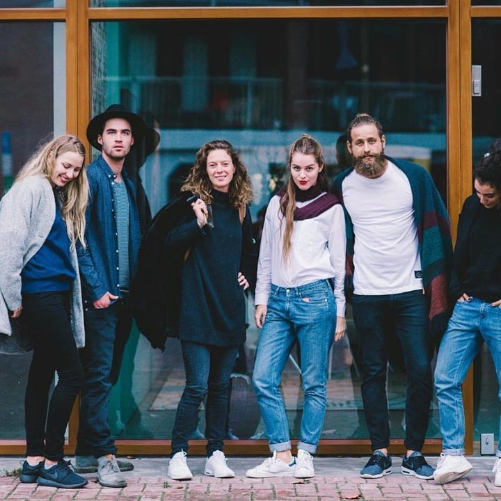 Models wearing a range of Mud Jeans denim.