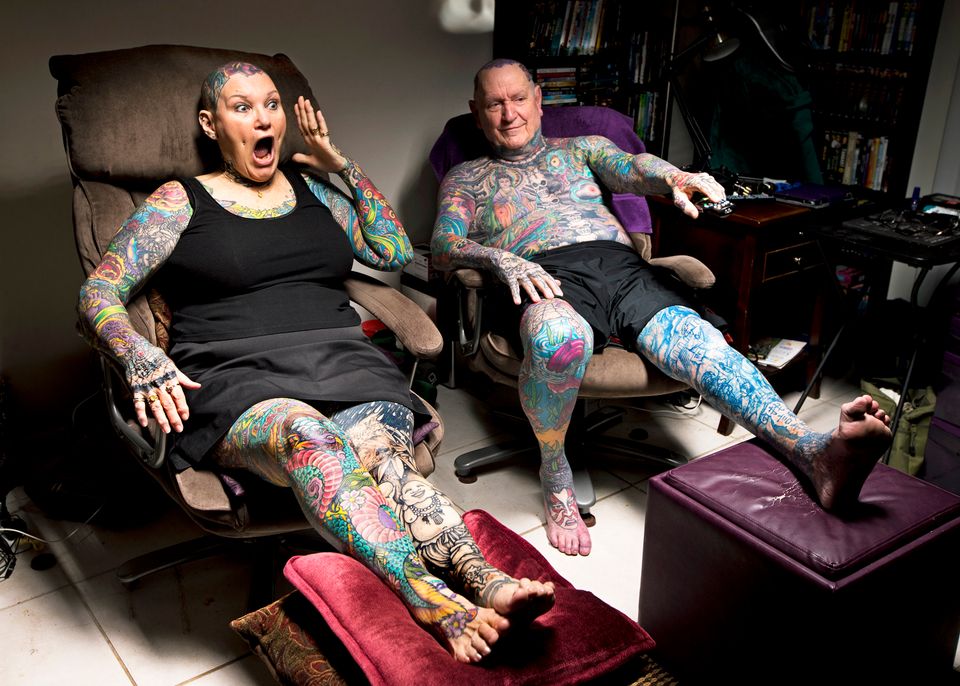 Charlotte Guttenberg & Chuck Helmke -- Most Tattooed Senior Citizens