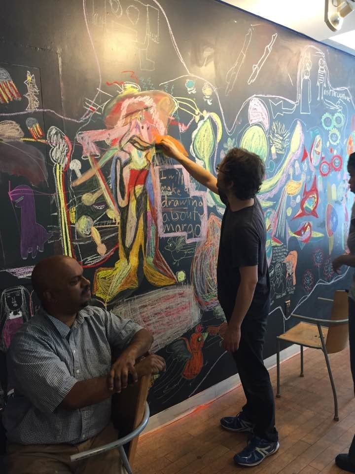 Austin English working at LAND Gallery