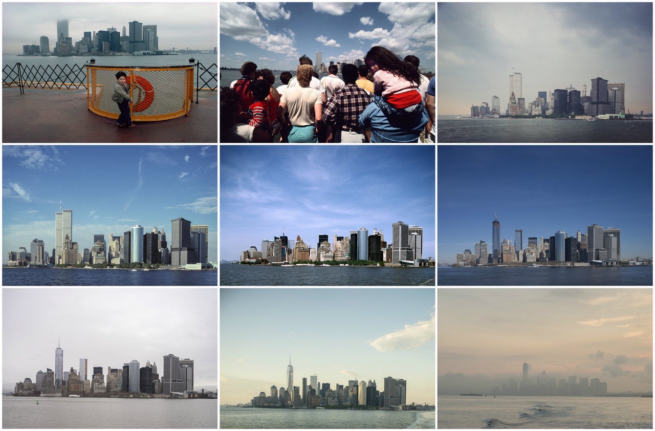 Vergara repeatedly shot the Manhattan skyline, with the Twin Towers dominating the earlier images, from the Staten Island Ferry. These shots are from 1985, 1986 (two photos), 1989, 2011, 2013 and 2016 (two photos).