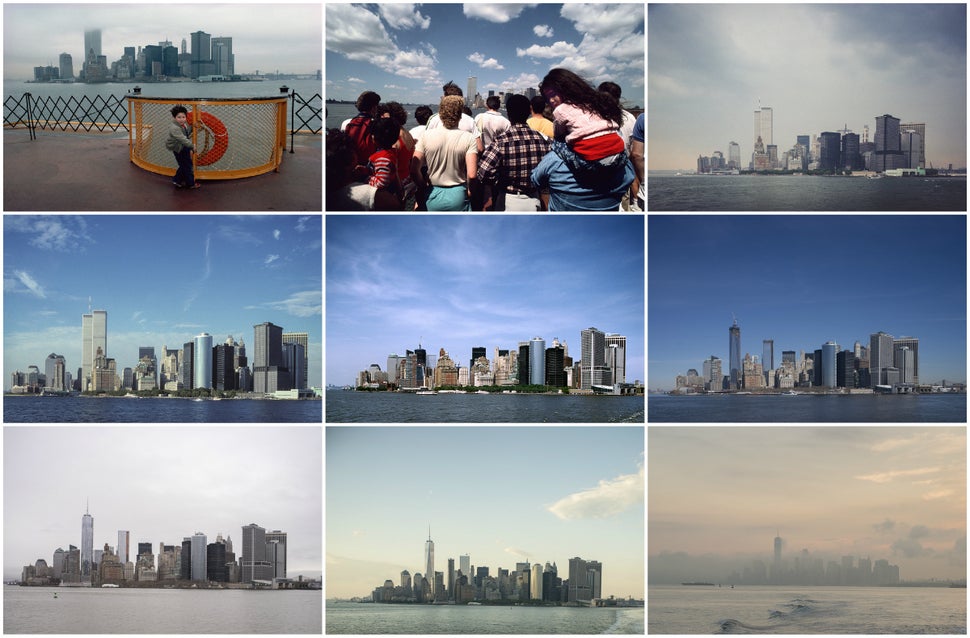 Vergara repeatedly shot the Manhattan skyline, with the Twin Towers dominating the earlier images, from the Staten Island Fer