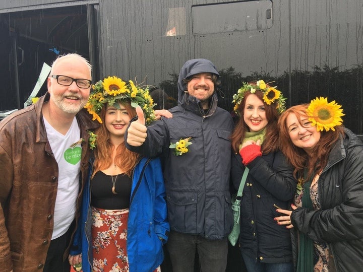 Left to right: Iain Kelly, Elaina Kelly, Danny McNamara (from the band Embrace), Stephanie Kelly and Maureen O'Kelly