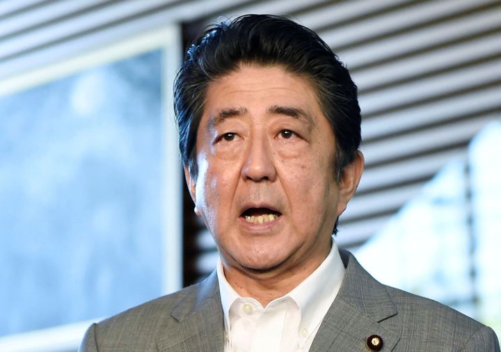 Japan's Prime Minister Shinzo Abe speaks to media after reports on a suspected nuclear test by North Korea, at his official residence in Tokyo, Japan, in this photo taken by Kyodo September 9, 2016.