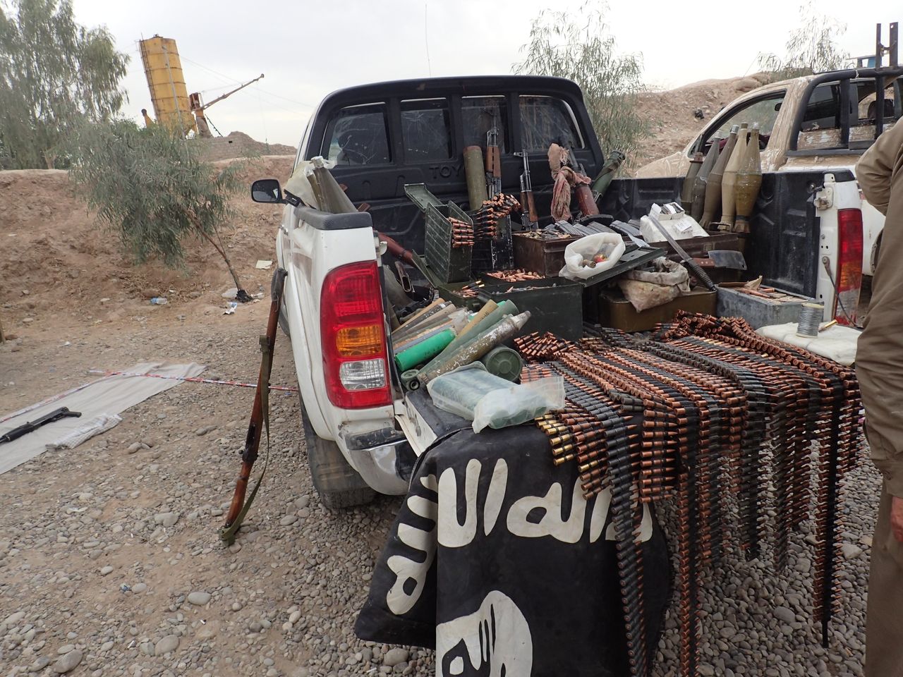 An Islamic State vehicle recovered with ammunition and guns.