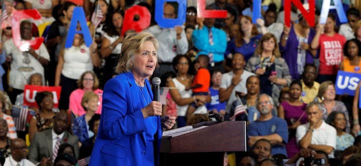 Hillary Clinton speaks at a campaign voter registration event in Charlotte, North Carolina, September 8, 2016.