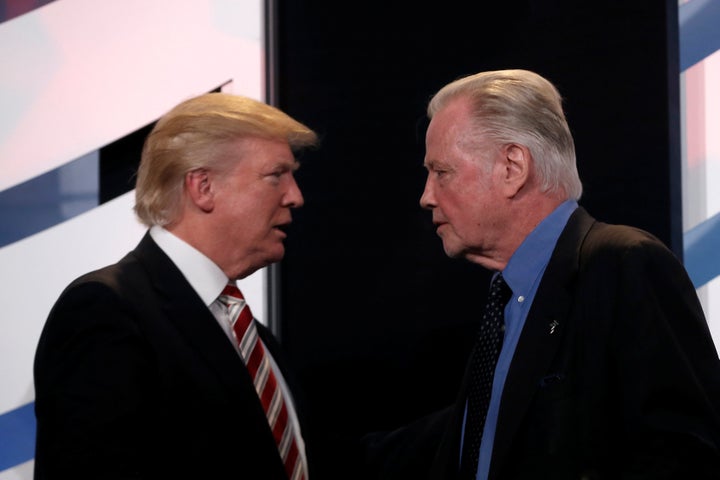 “You’re always going to have people picking apart this great man,” actor Jon Voight (right) send of Trump.&