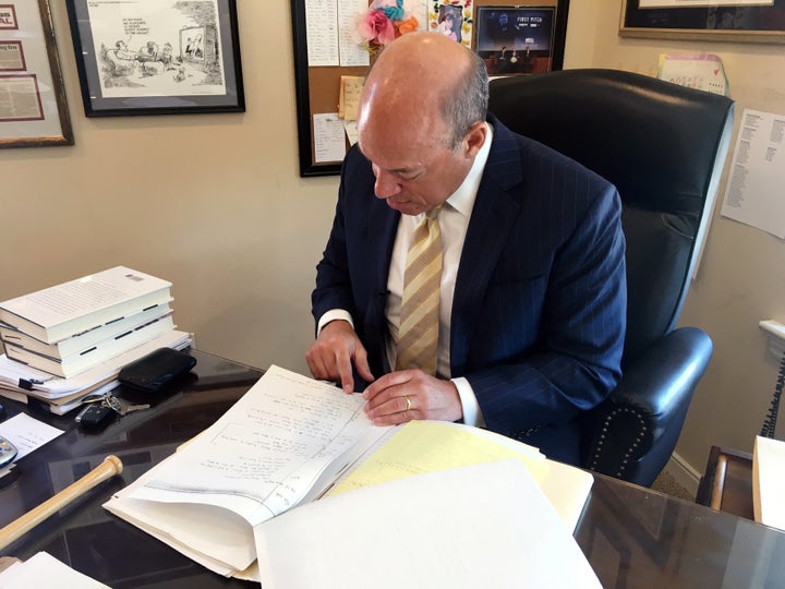 Ari Fleischer looks over 9/11 notes.