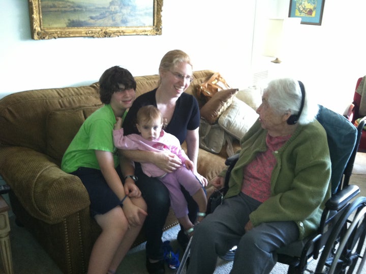 The author with her children and grandmother.