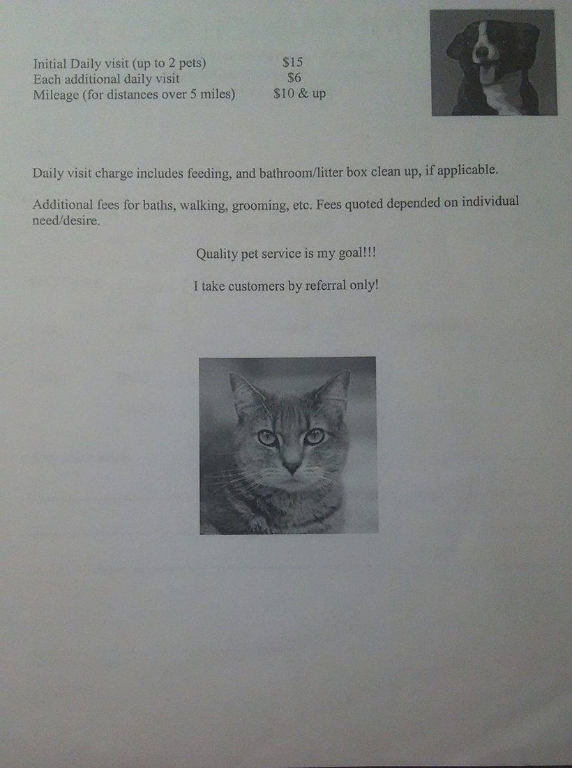 Here's my very first price brochure. If I bring this business back, I will be sure to update everything!