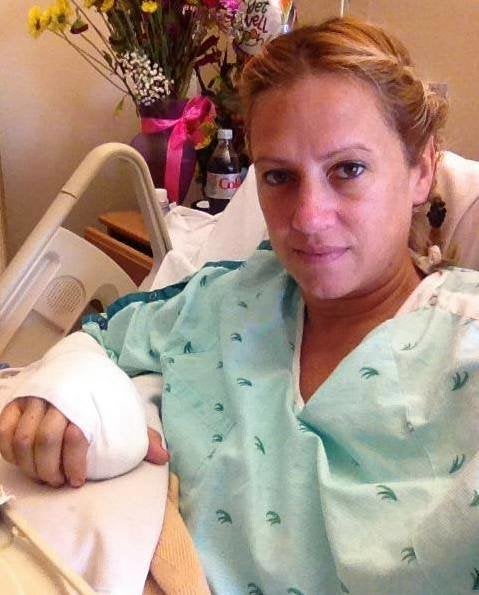 Ranta, pictured in the hospital in 2012. She was shot in her chest and right hand.