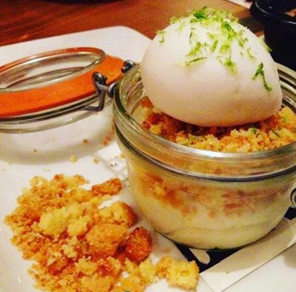 Banana Pudding with Jalapeno and Coconut Lime Sorbet