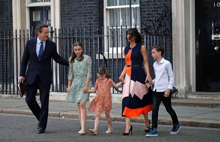 David Cameron and his family as he announced his resignation as prime minister