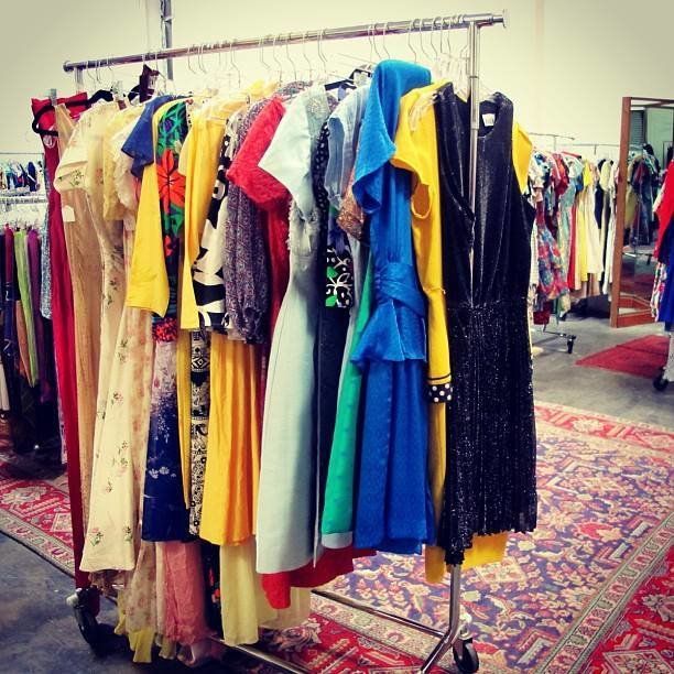 A rack of clothing at Shareen Vintage in Los Angeles. 
