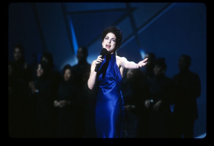 Gloria Estefan during her iconic comeback performance on Jan. 28, 1991 at the American Music Awards. 
