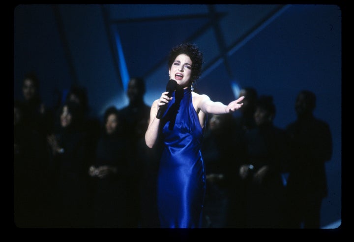 Gloria Estefan during her iconic comeback performance on Jan. 28, 1991 at the American Music Awards. 