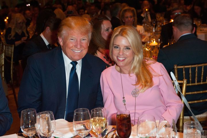 Donald Trump and Florida Attorney General Pam Bondi attend the Palm Beach Lincoln Day Dinner at Mar-a-Lago, Palm Beach, Florida.