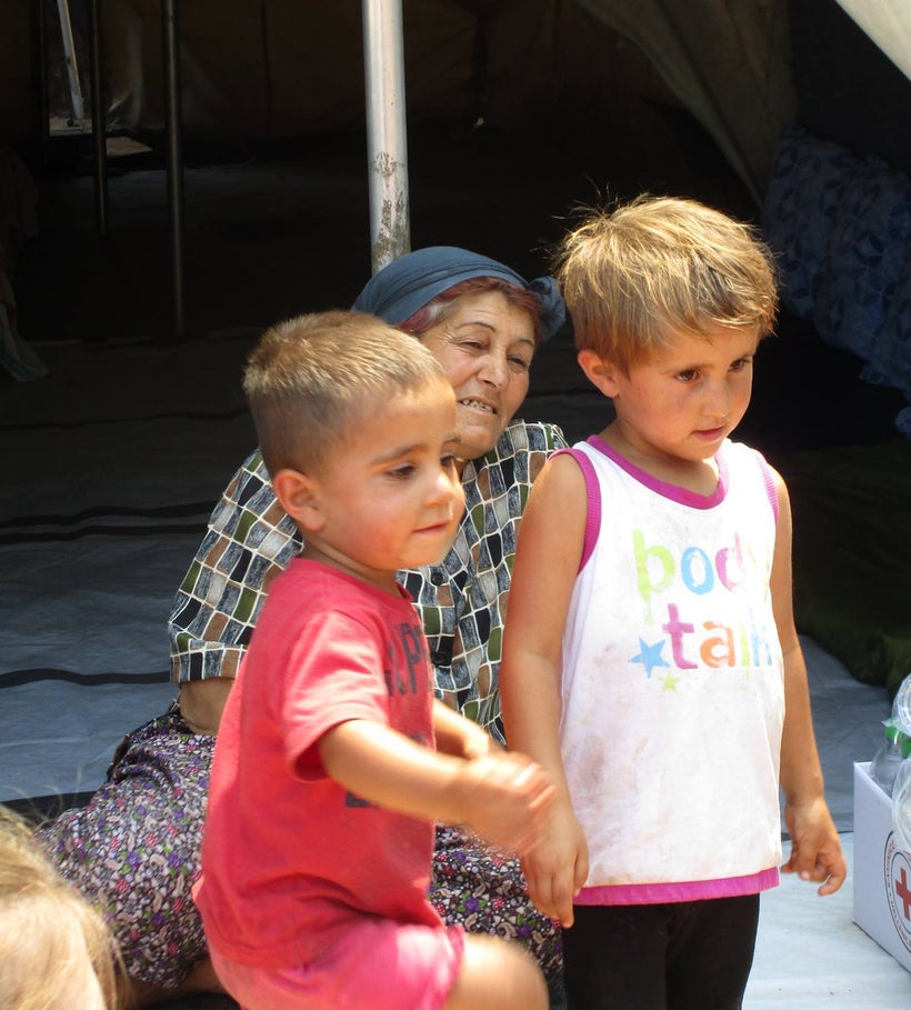 Refugees in a camp in Greece