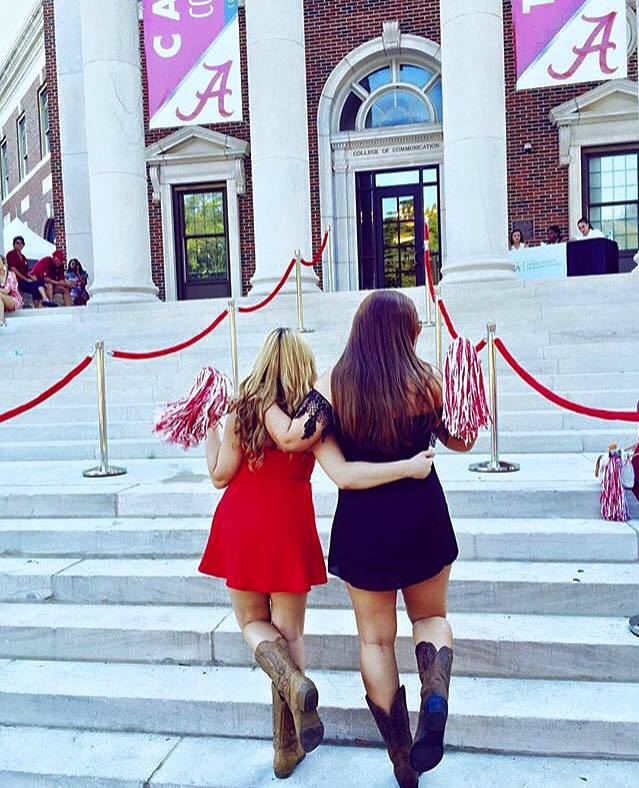 At an Alabama home game, "where we were dressed like...football fans."