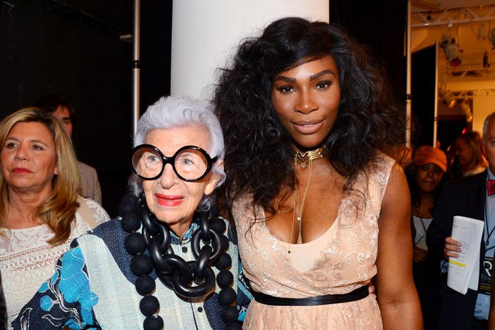 Serena Williams with Iris Apfel backstage at her NYFW show.