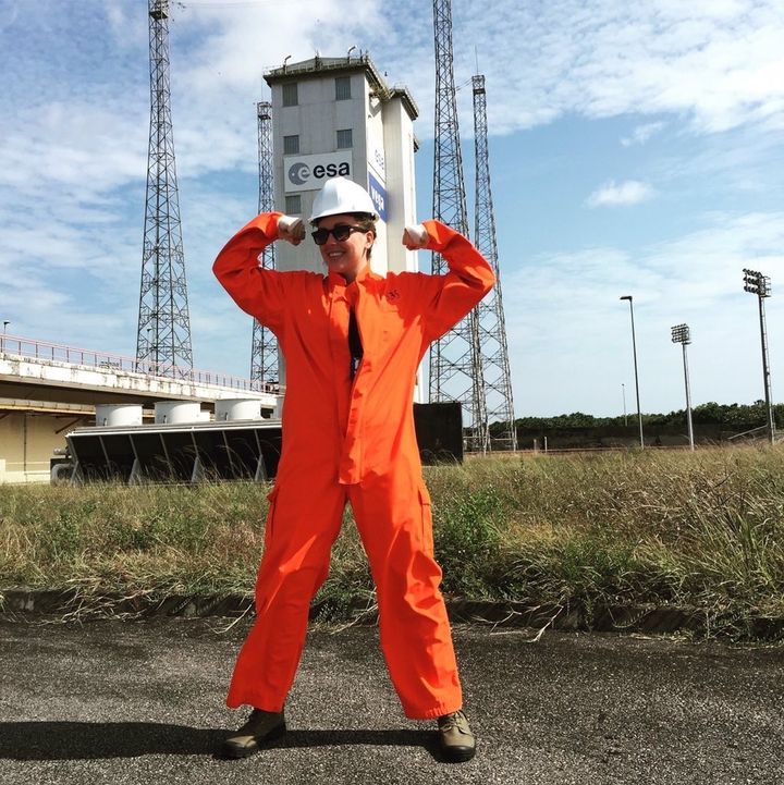 Stephanie Evans at launch site in French Guiana