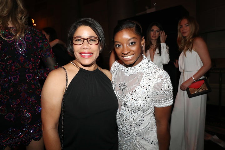 Olympic gymnastic gold medalist Simone Biles' mother, Nellie Biles, said she was "proud of that bronze medal" her daughter won for her beam routine.