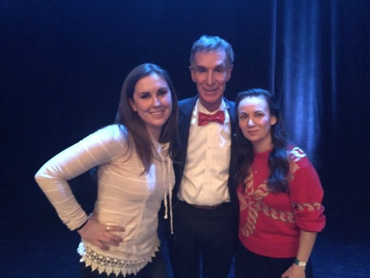 Stephanie Evans with her idol Bill Nye, and Heather Archuletta from StarTalk Live.