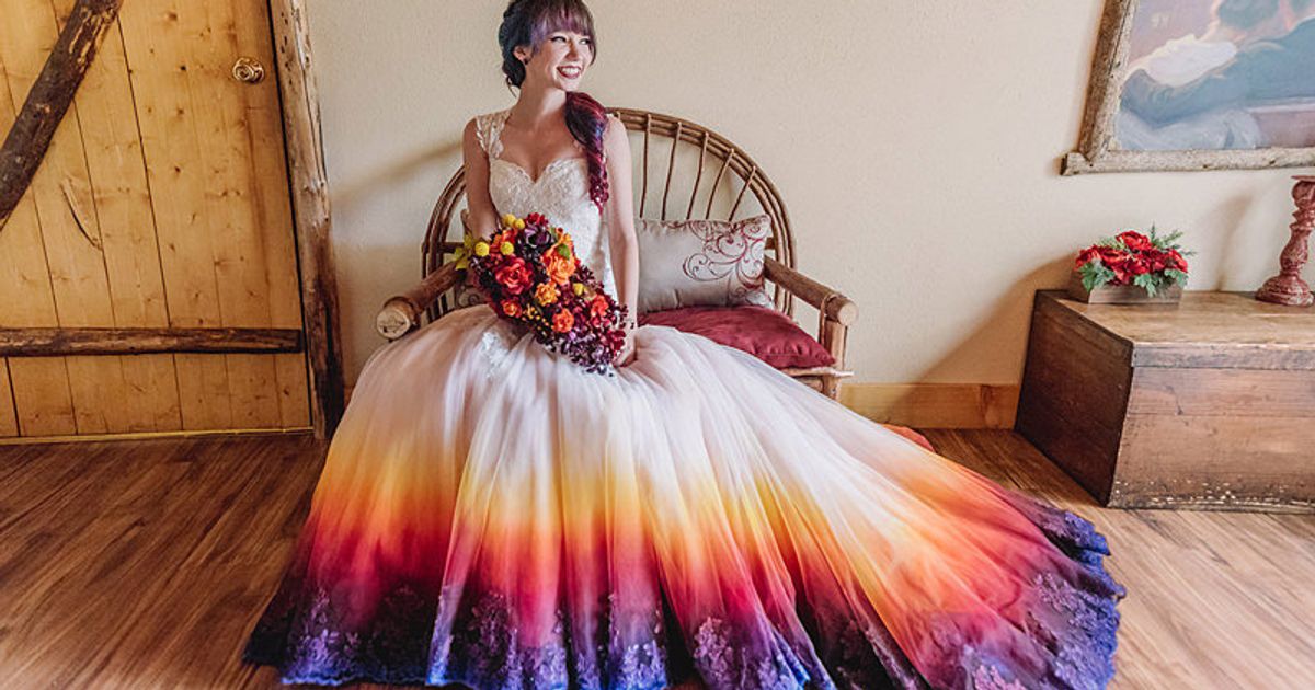 This Bride s Airbrushed Dress Is The Stuff Of Technicolor Dreams