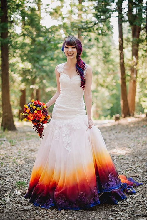 This Bride s Airbrushed Dress Is The Stuff Of Technicolor Dreams