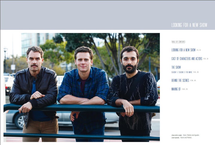 "Looking" stars Murray Bartlett, Jonathan Groff and Frankie J. Alvarez in a behind-the-scenes shot from the book. 