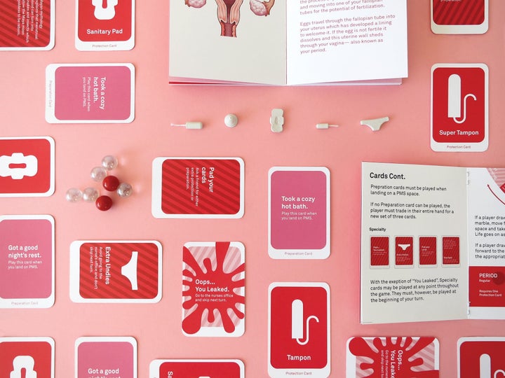 The Period Game features instructional cards, playing pieces and instructional manuals.