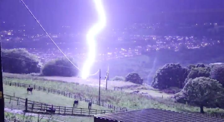 Manchester was hit by lightning and flooding on Tuesday night