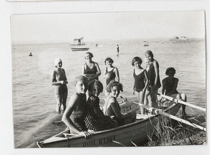 Haining (back row, second from left) on a trip to Lake Balaton with some of the schoolgirls