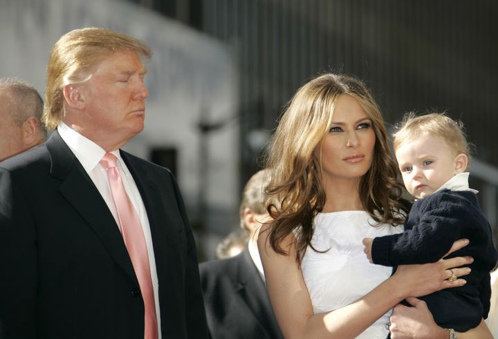 Donald Trump, wife Melania Trump and baby Barron Trump.