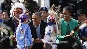 President Barack Obama and the First Lady visited the Standing Rock tribe in 2014.“I know that throughout history, the United States often didn’t give the nation-to-nation relationship the respect that it deserved,” he said, during the visit. “So I promised, when I ran, to be a president who’d change that — a president who honors our sacred trust, and who respects your sovereignty.”