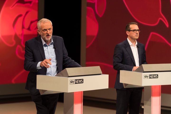 Jeremy Corbyn and Owen Smith clash during the final Labour leadership hustings on Sky News.