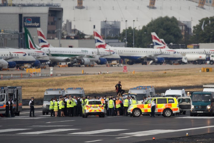 Police spent six hours trying to clear the runway