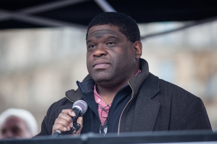 Gary Younge at a protest earlier this year