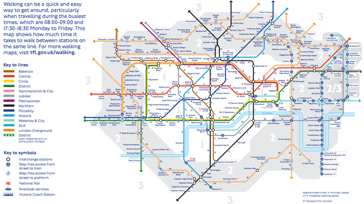 The Tube Walking Map Released By TFL. CLICK HERE TO ENLARGE.