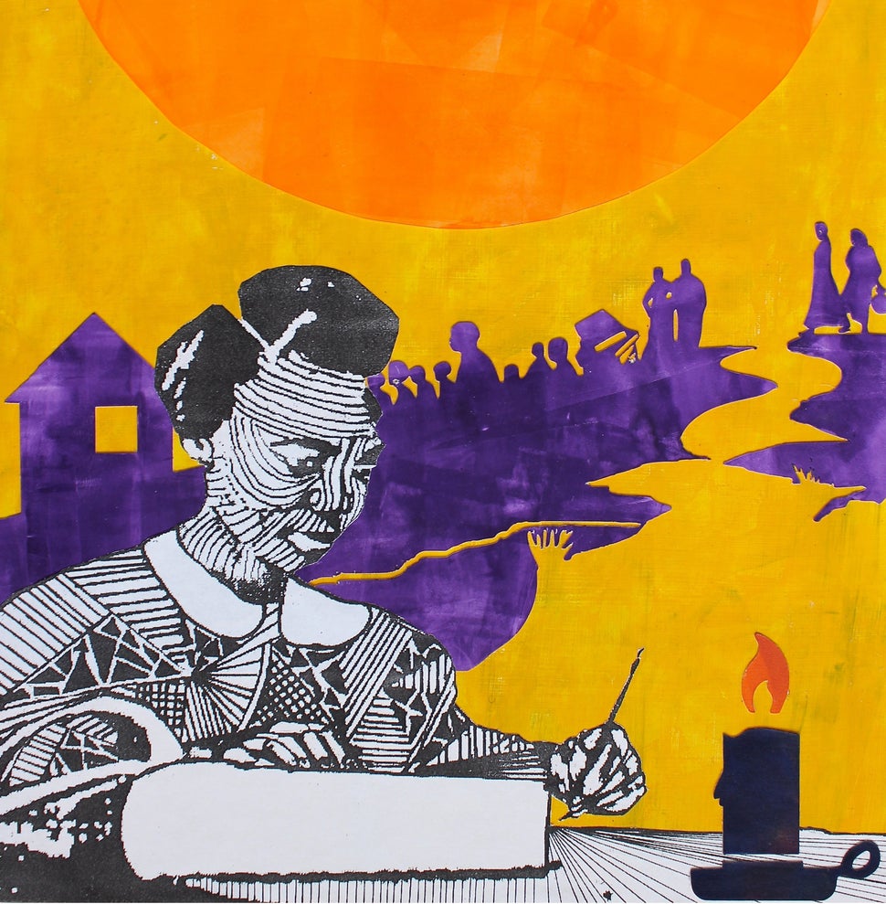 Mary Bibb, a black educator and community organizer. Naomi Moyer, mixed media. 
