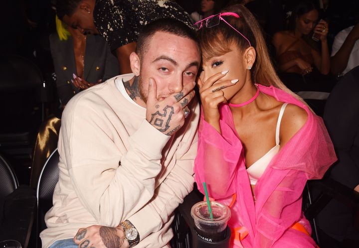 Rapper Mac Miller and singer Ariana Grande at the 2016 MTV Video Music Awards.