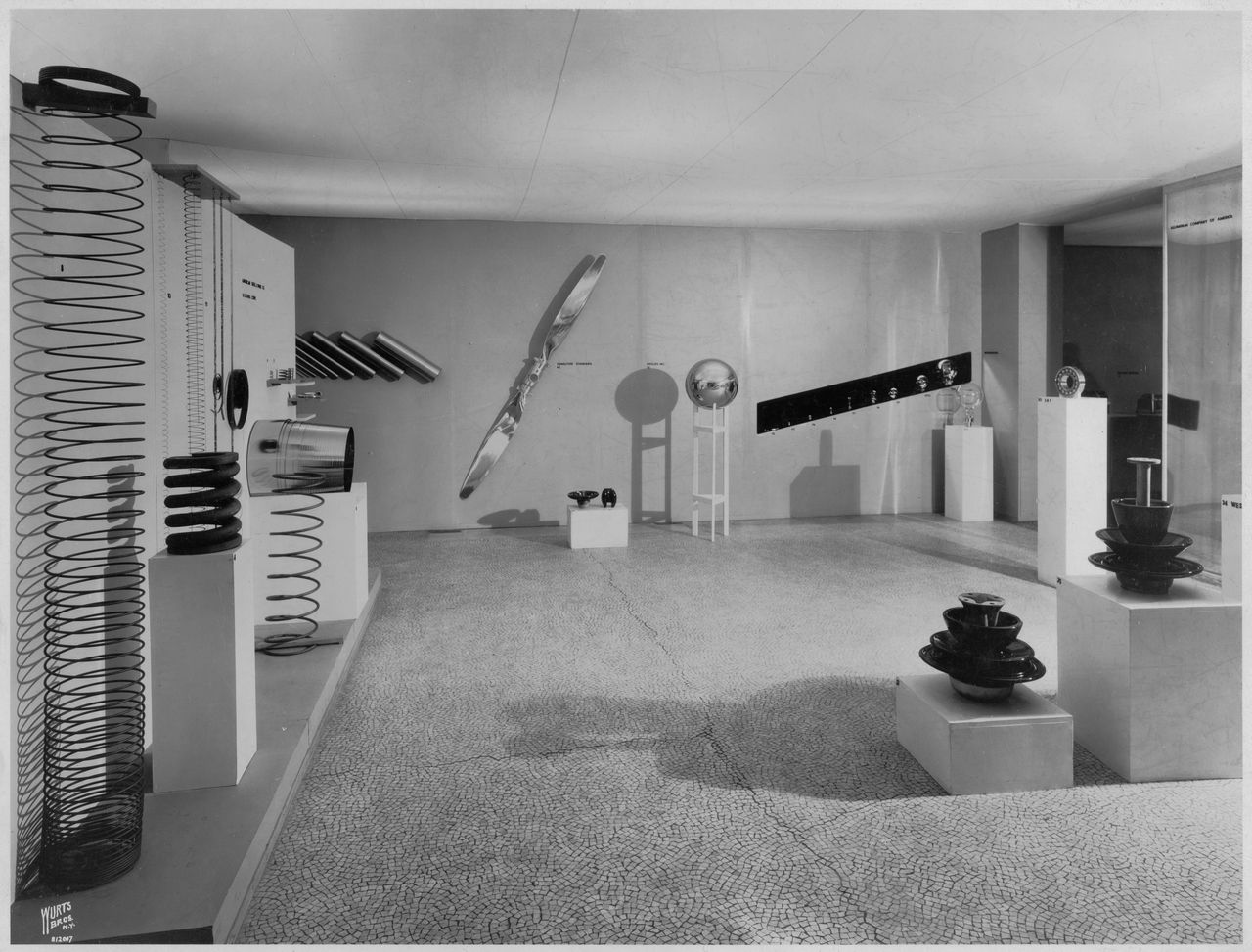 Installation view of the exhibition Machine Art, on view March 5, 1934 through April 29, 1934 at The Museum of Modern Art, New York.