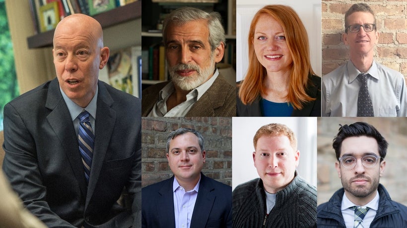 IN PHOTO: Craig Futterman, (top left to right) Jamie Kalven, Samantha Liskow, Jon Loevy, (bottom left to right) Matt Topic, B