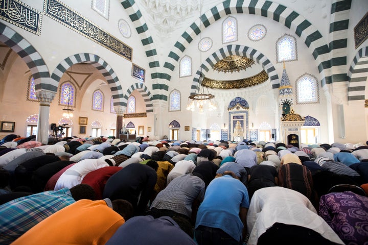 Muslims perform the Eid Al-Adha prayer at the Diyanet Center of America in Washington, United States on Sept. 12.