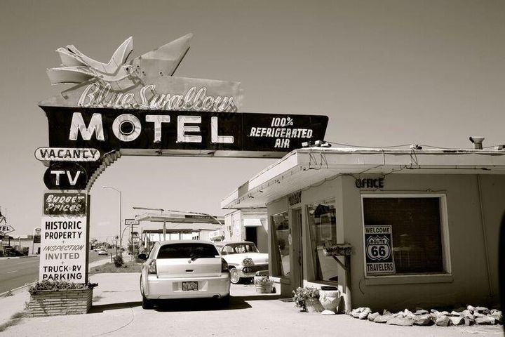 The Blue Swallow Motel. Just off the legendary Route 66. Good luck asking for wifi.