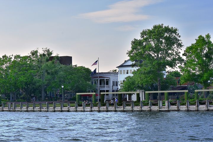 Beaufort, S.C. waterfront as viewed from the waters of Port Royal Sound.
