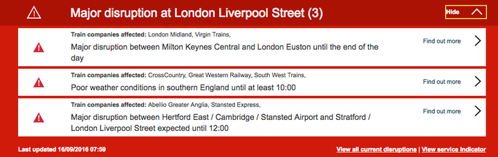 Delays into Liverpool Street