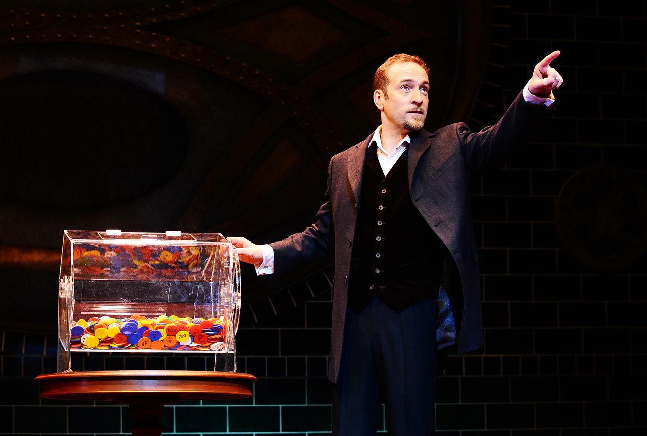 Point to prove: Derren Brown in one of his stage shows, Svengali, at the Shaftesbury Theatre in London.
