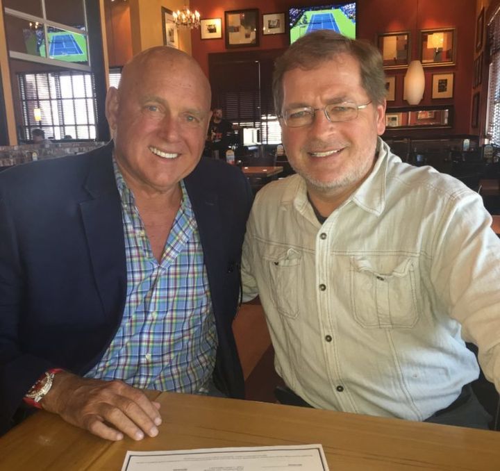 Reality star Dennis Hof, left, met with Americans for Tax Reform's Grover Norquist on Aug. 29 to sign the Taxpayer Protection Pledge. Hof has centered his campaign around repealing Nevada's commerce tax.