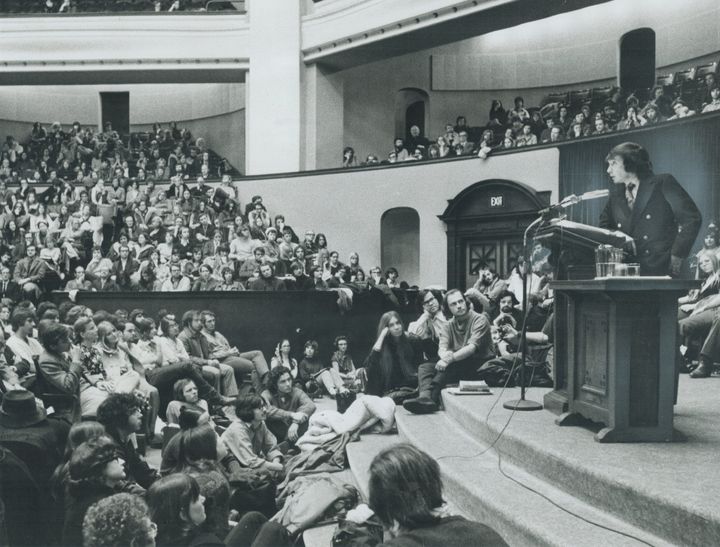 Edward Albee speaks at the University of Toronto in 1971.